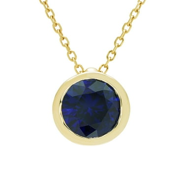 Round Cut Gemstone Bezel Pendant in 14K Gold