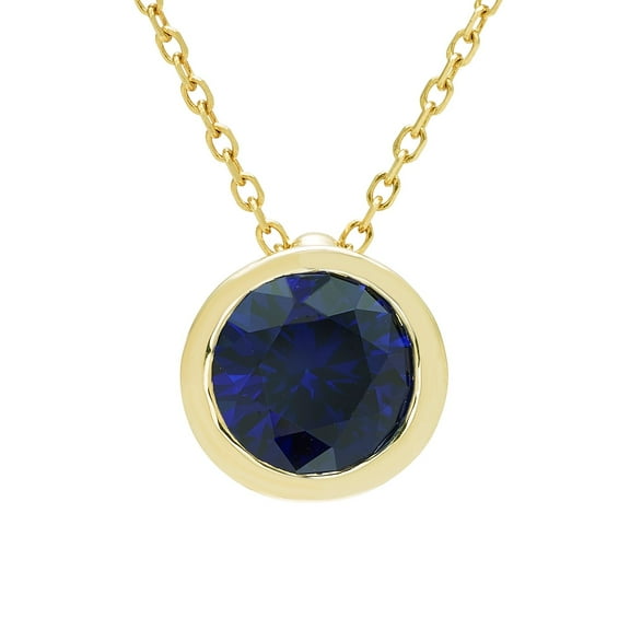 Round Cut Gemstone Bezel Pendant in 14K Gold