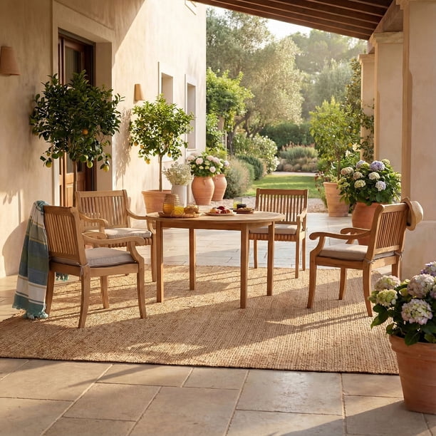 【希少】イタリア家具　モーレンス　2個セット② Cambridge Casual Mosko Teak Outdoor Dining Patio Set, 5pc