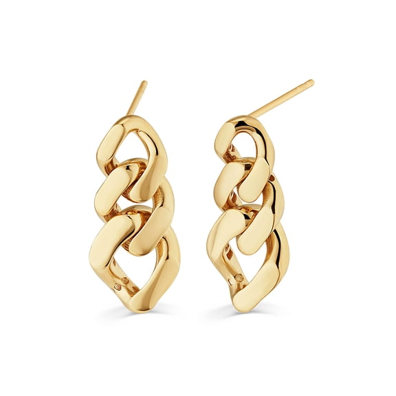 Graduated Curb Curb Chain Drop Earrings in 14K Gold