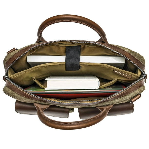 Renwick Canvas Briefcase with Genuine Leather Trim, Choose a Color