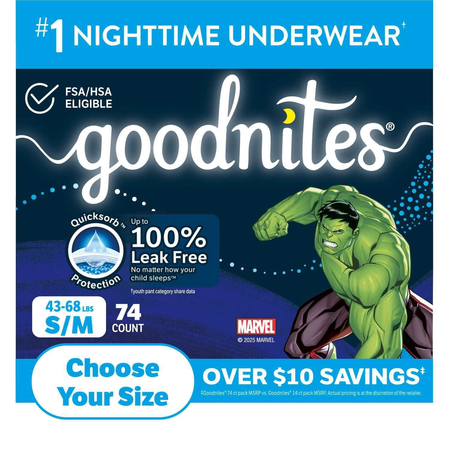 Goodnites Nighttime Bedwetting Underwear for Boys, Sizes