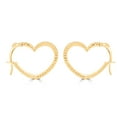 thumbnail image 1 of Open Heart Hoop Earrings in 14K Gold, 1 of 6