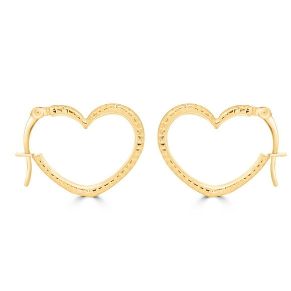 Open Heart Hoop Earrings in 14K Gold