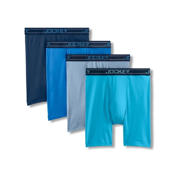 Jockey Men's 4-Pack Lightweight Cotton Blend 7" Long Leg Boxer Brief