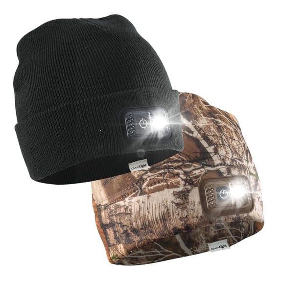 CAPLIGHT Rechargeable LED Beanies, 2-Pack
