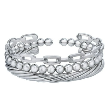 3 Piece Polished Bangle Set in Sterling Silver