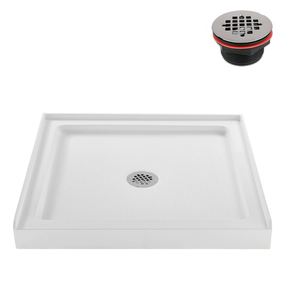 Streamline 36 in. x 36 in. Alcove Acrylic Shower Base With Center Drain, Drain Included Assorted Colors