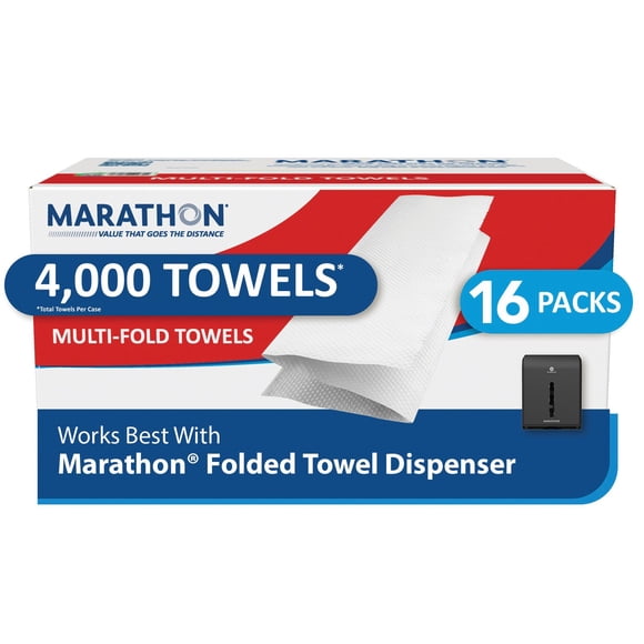 Marathon Multifold 1-Ply White Paper Towels 16 pks., 250 towels/pk