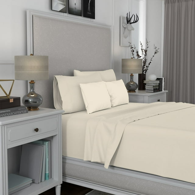 Aireolux 600 Thread Count 100% Cotton Sateen Wrinkle-Resistant Sheet Set, Assorted Sizes