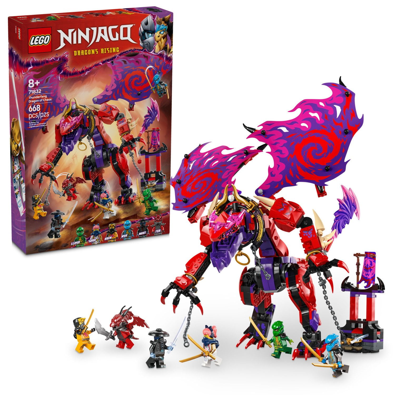 LEGO NINJAGO Thunderfang Dragon of Chaos Building Set, 668 pcs