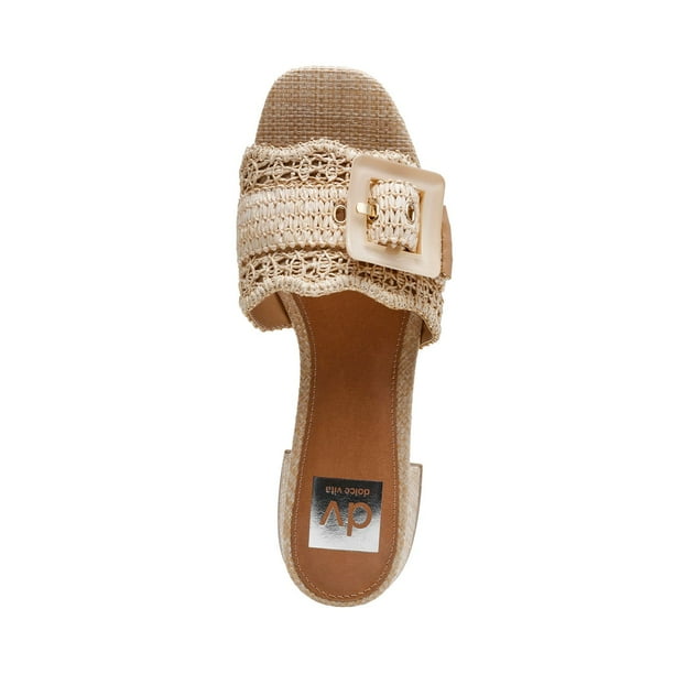 Dolce Vita Women's Cabana Sandal - Leather Flat Slide Sandals With Buckle Detail