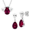 thumbnail image 1 of Pear Cut Lab Gemstone Earring and Necklace Set in Sterling Silver, 1 of 7