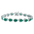 thumbnail image 1 of Pear Cut Lab Created Gemstone Halo Tennis Bracelet in Sterling Silver, 1 of 5