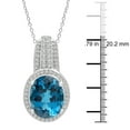 thumbnail image 4 of Treated London Blue Topaz & Halo Diamond Pendant Necklace in 14K Gold, 4 of 7