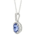 thumbnail image 2 of Oval Cut Genuine Gemstone & 0.11 CT. T.W. Diamond Halo Pendant Necklace in 14K Gold, 2 of 6