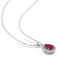 thumbnail image 3 of Lab Created Gemstone Teardrop Halo Pendant and Stud Earrings Set in Sterling Silver, 3 of 7