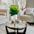 thumbnail image 3 of Artificial Premium Rubber Plant in Fluted Off White Pot, 3 of 5