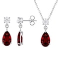 thumbnail image 1 of Round and Pear Cut Gemstone Pendant and Earring Set in Sterling Silver, 1 of 6