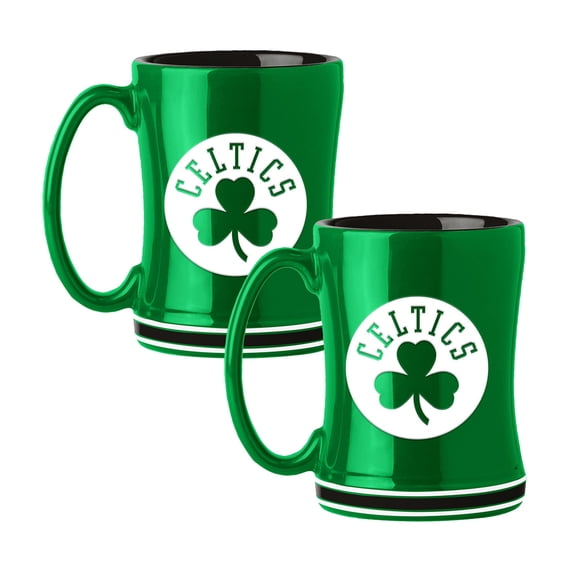 Logo Brands Boston Celtics 14oz Relief Mug Set