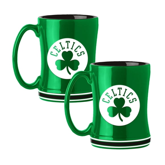 Logo Brands Boston Celtics 14oz Relief Mug Set