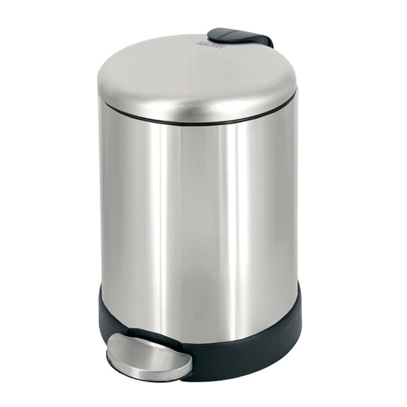 GLAD 1.2 Gallon Round Small Space Stainless Steel Trash Can with Soft Close Lid Step Can