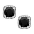 thumbnail image 2 of Cushion Cut Gemstone and 0.15 CT. T.W. Halo Diamond Stud Earrings in 14K Gold, 2 of 5