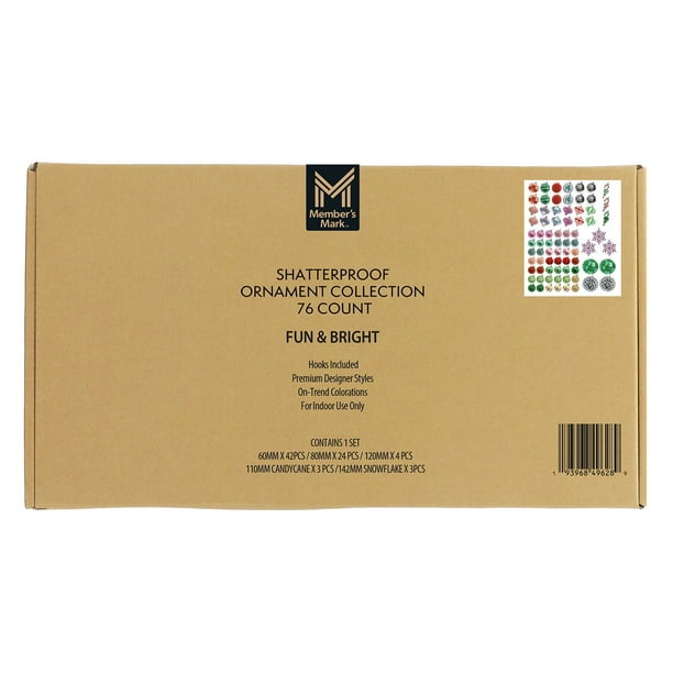 Member's Mark Shatterproof Ornament Collection, 76 pcs.
