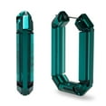 thumbnail image 1 of Swarovski Octagon Cut Green Crystal Lucent Statement Hoop Earrings, 1 of 5