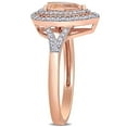 thumbnail image 4 of Morganite and 0.22 CT. T.W. Diamond Double Halo Engagement Ring in 14K Gold, 4 of 6