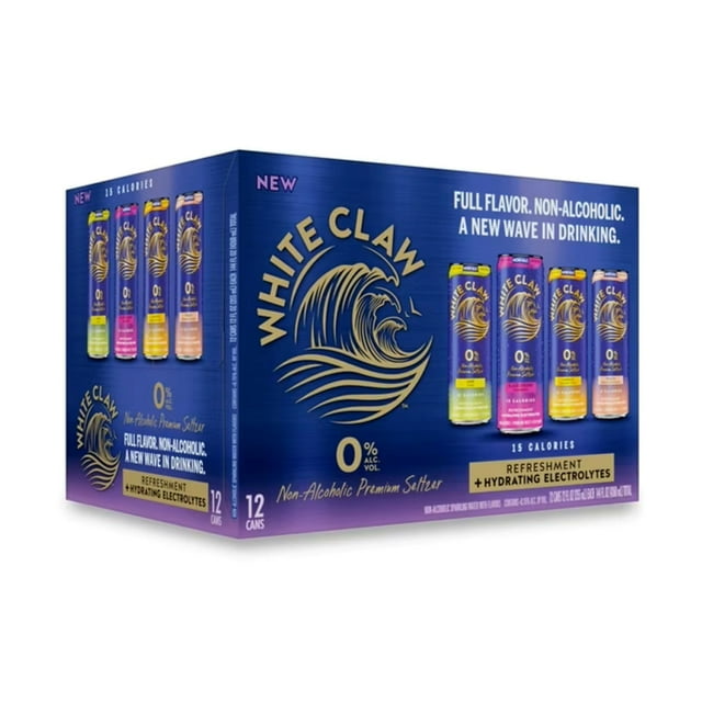 White Claw 0% Non-Alcoholic Seltzer Variety Pack, 12 fl. oz. can, 12 pk.