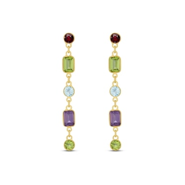 Multi-Gemstone Station Earrings in 14K Gold