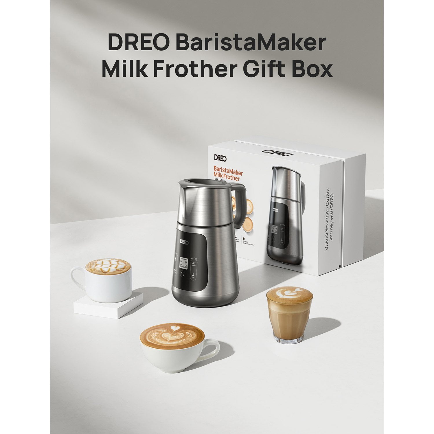 Dreo All-in-1 BaristaMaker 15oz. Milk Frother with (2) Bonus Place 