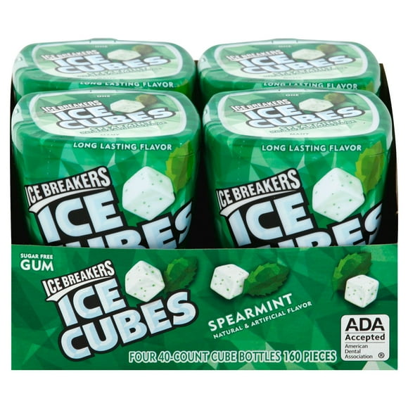 ICE BREAKERS Ice Cubes Spearmint Sugar Free Chewing Gum, 40 pcs., 4 pk.