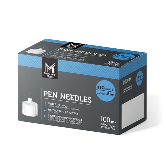 Member's Mark Pen Needles 31G x 8mm, 100 ct.