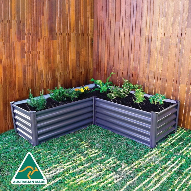 The Organic Garden Co Hakea 4' x 4' x 1' Metal L Shape Garden Bed