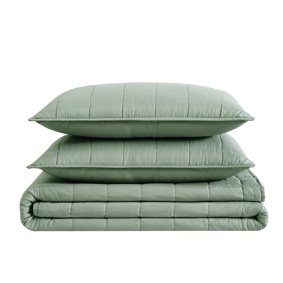 London Fog Garment Wash Solid Quilt Set, Assorted Sizes