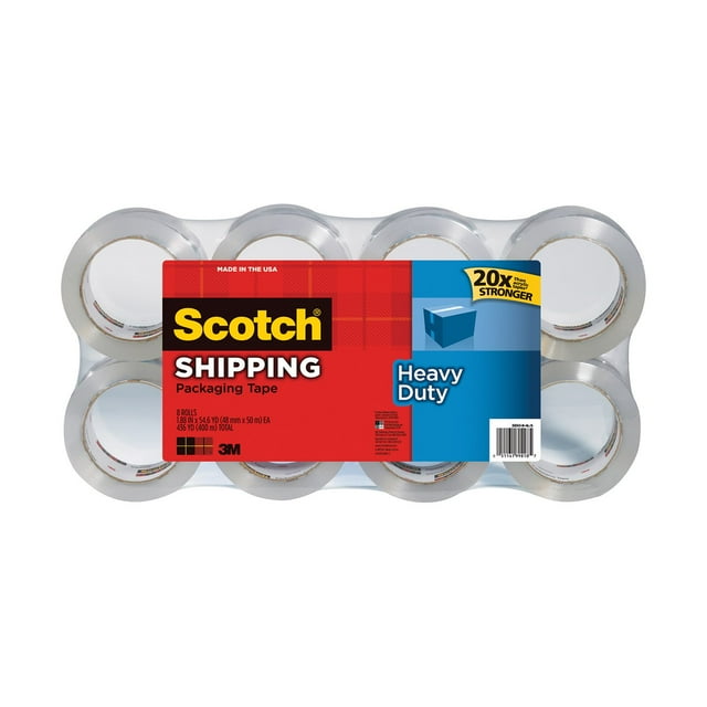 Scotch® Heavy Duty Shipping Packaging Tape,1.88" x 54.6yds, 8 Rolls