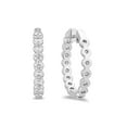 thumbnail image 4 of Round Cut In and Out Diamond Hoop Earrings in 14K Gold, 4 of 7