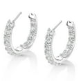 thumbnail image 4 of Lab Created White Sapphire Round Cut Gemstone Inside Out Huggie Hoop Earrings in Sterling Silver, 4 of 7