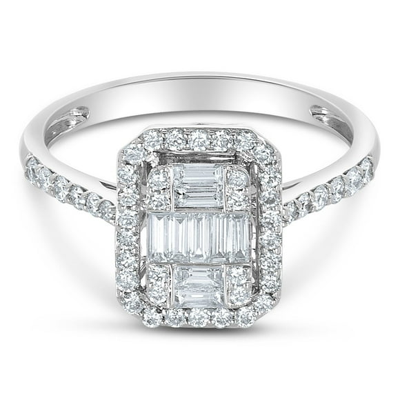 0.65 CT. T.W. Cluster Halo Diamond Ring in 14K Gold