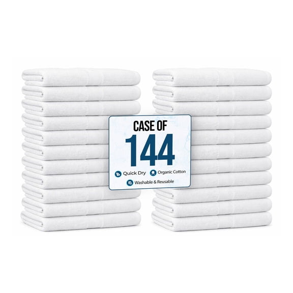 Simpli-Magic Commercial Cotton Hand Towels Wash Cleaning Cloths , White, 16” x 27”, 24 Pack or 144 Pack