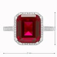 thumbnail image 3 of Lab Created Emerald Cut Gemstone and Diamond Ring in Sterling Silver, 3 of 5