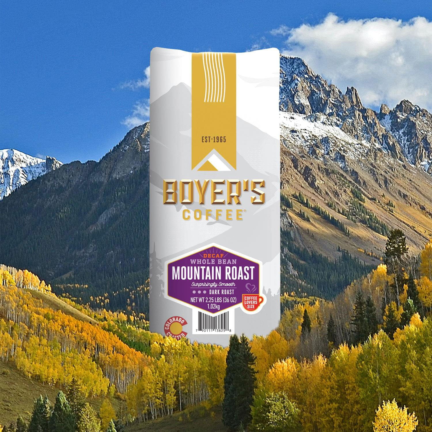 Boyer's Coffee Mountain Roast Decaf Dark Roast Whole Bean, 36 oz
