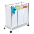 thumbnail image 1 of Honey-Can-Do White/Chrome Rolling Triple Sorter Hamper, 1 of 2