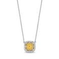 thumbnail image 1 of .58 CT. TW Cushion Cut Natural Yellow Halo Diamond Pendant in 18K Gold, 1 of 1