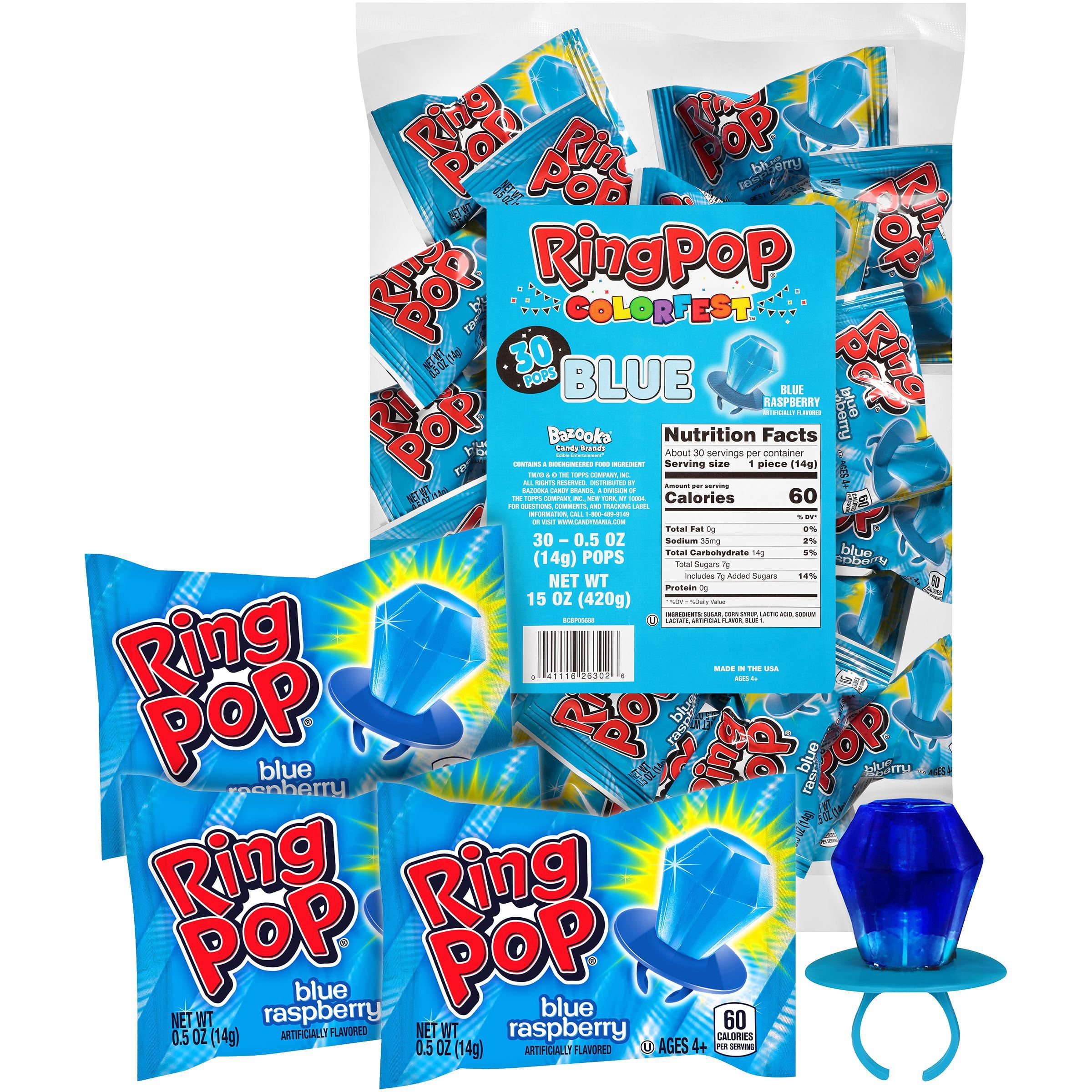 Ring Pop Colorfest, Blue Raspberry 30 ct. - Samsclub.com