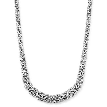 Rhodium Plated Gaduated Byzantine Necklace in Sterling Silver