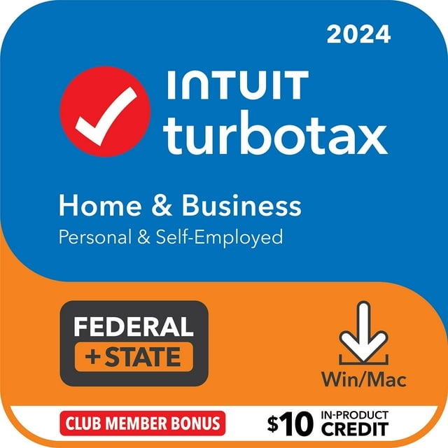 Intuit TurboTax Home & Business 2024 Email Delivery, Federal and State Returns + Federal E-file with $10 in-product credit