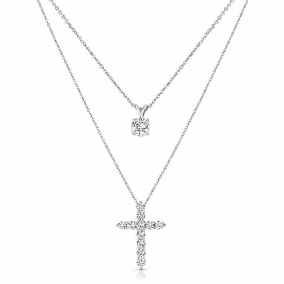 Set of Lab Created White Sapphire Pendants in Sterling Silver